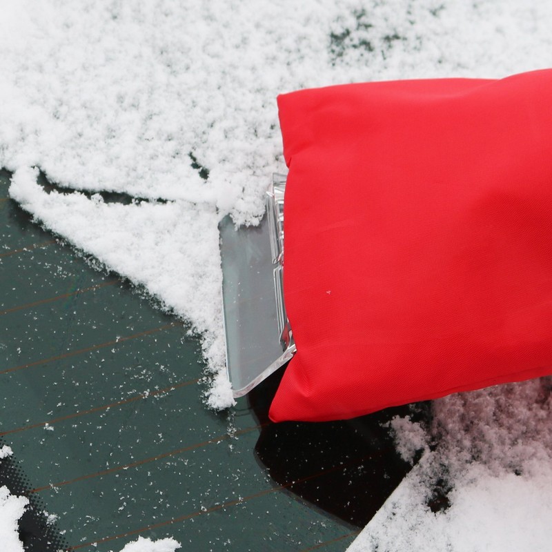 com-four® 2x Plastic ice scraper - Scraper with lined glove