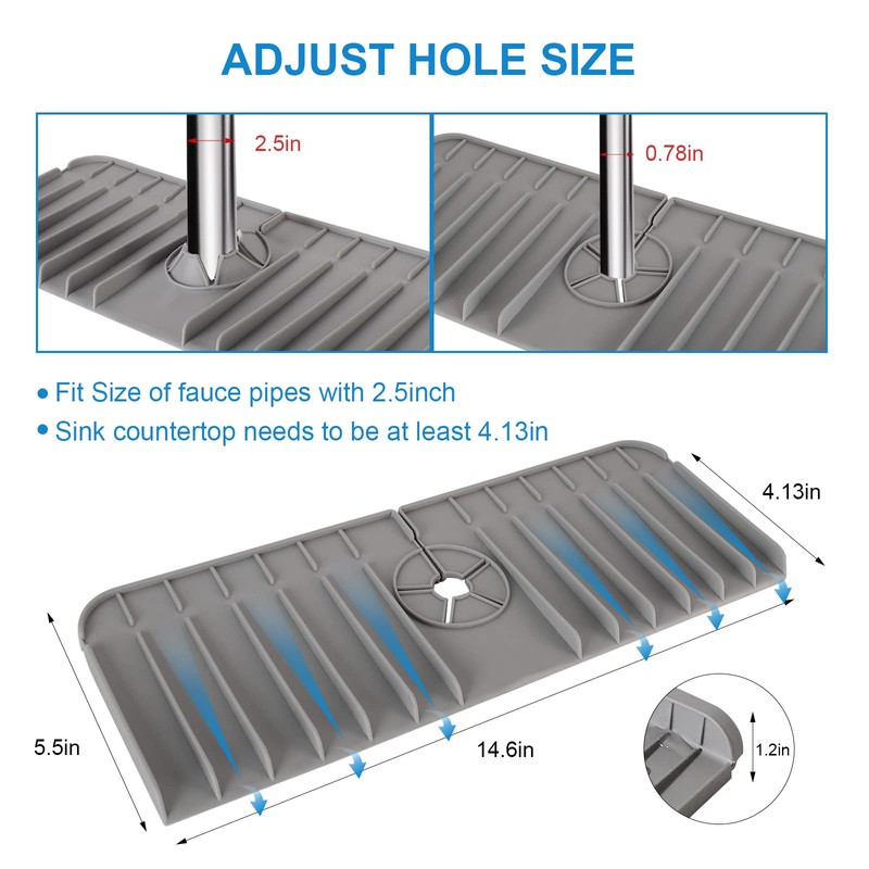 HOMMEE Upgrade Silicone Faucet Handle Drip Catcher Tray , Kitchen