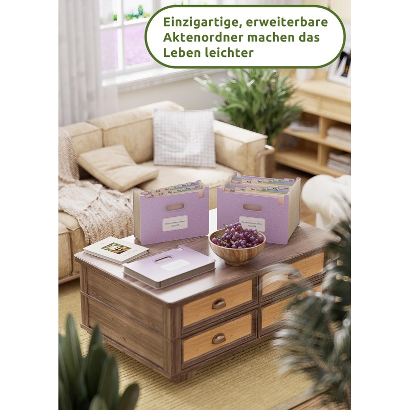 EcoStash Document Folder A4 12 Compartments, Wheat Straw Expanding Folder