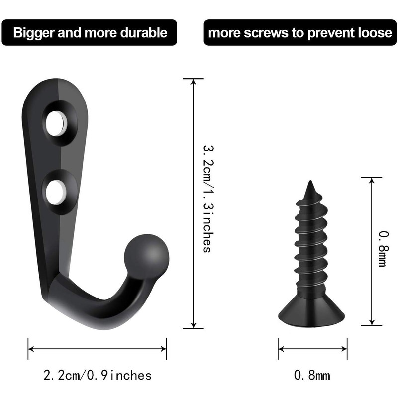 100 Pieces Double Hole Wall Mounted Single Hook Robe Hooks