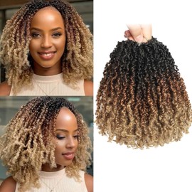 10 Packs Yanky Twist Crochet Hair 8 Inch Pre-twisted Natural Black Kinky Mini Spring Twist Small Curly Senegalese Twist Braids Yankee Twist (OT30/27(3 Tones Ombre Brown), 8 Inch (Pack of 10))