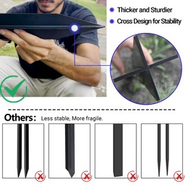 CKLT One-Piece Fence Post Repair Kit 2-Pack Heavy Duty Post Anchor 32in Metal Sturdy Ground Stakes for Repairing Tilted and Broken Wooden Fence, Black