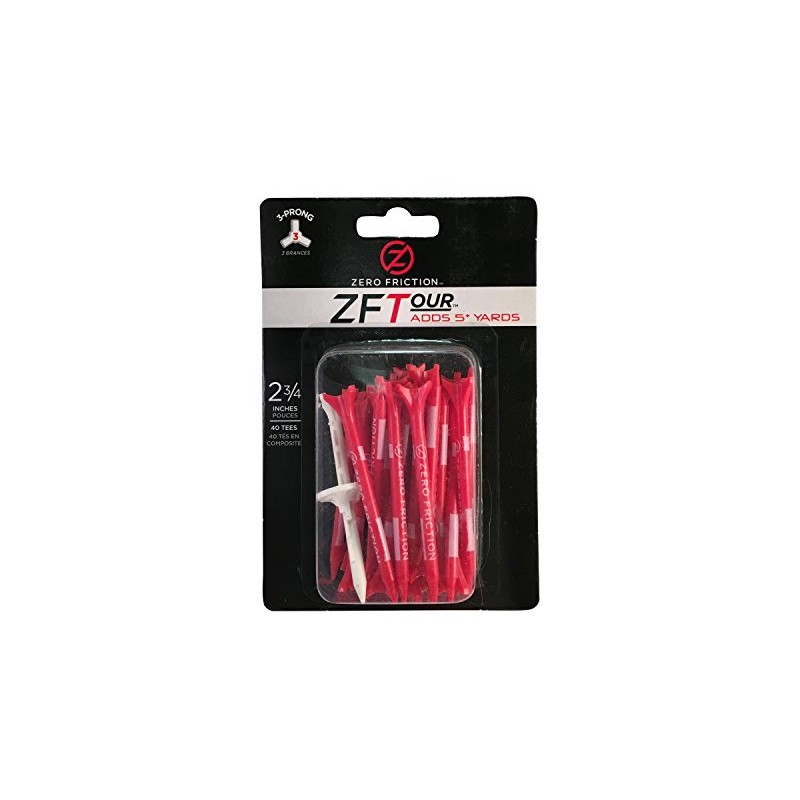 Zero Friction Tour 3-Prong Golf Tees (2-3/4 Inch, Red, Pack