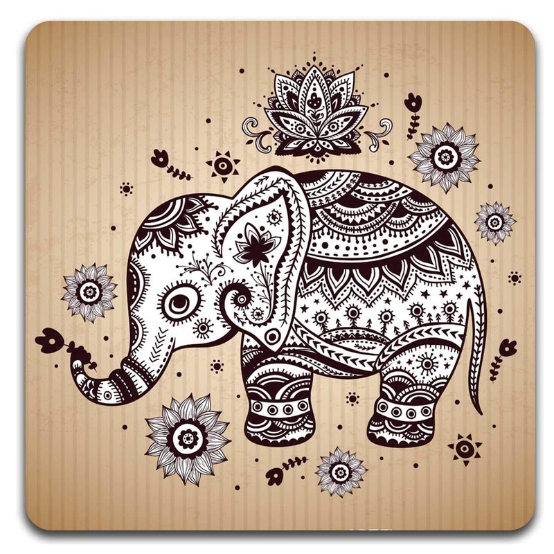 Personality Elephant Square Coaster Set - Made of Recycled Rubber
