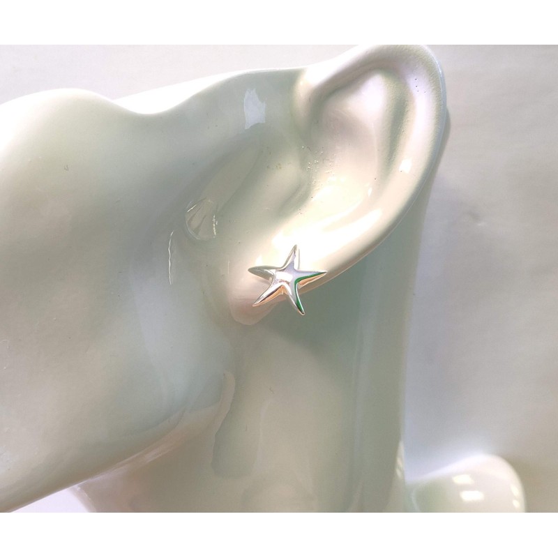925 Solid Sterling Silver Starfish 16mm Post Stud Earrings –