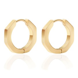 8YEARS 18K Gold Plated Minimalist Hoop Earrings for Women, Geometric Huggies Rectangle Octagon Heart Hoop Earrings, Small Gold Hoop Earrings for Mother’s Day Gifts for Her