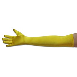 22" Classic Adult Size Opera Length Satin Gloves, Custom Yellow