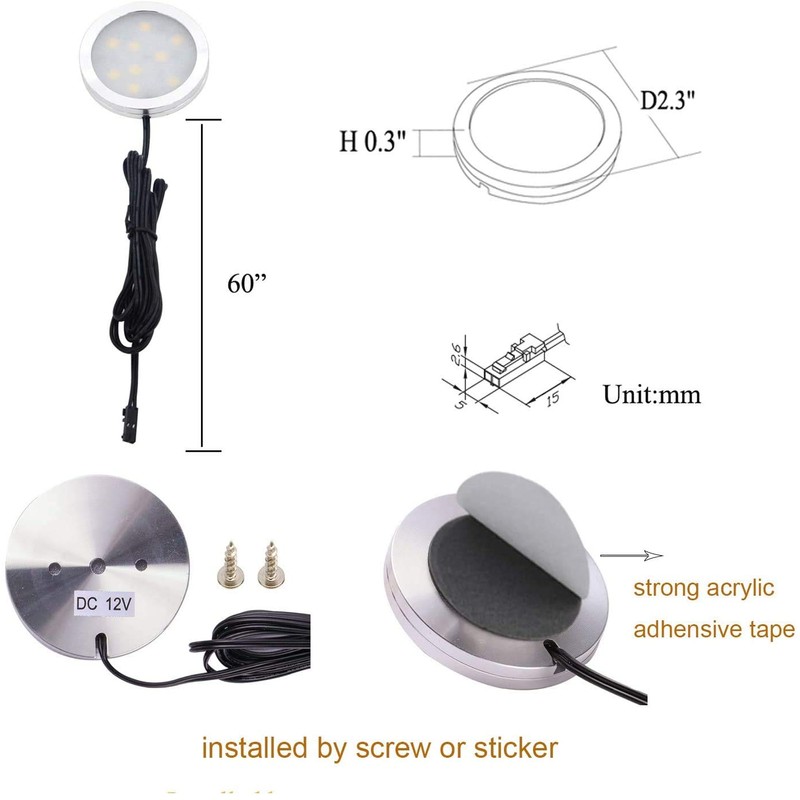 AIBOO Under Cabinet LED Puck Lights Kit with Touching Switch