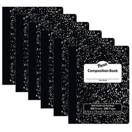 PACON® Composition Book, Black Marble, 3/8" Ruled w/Margin, 9-3/4" x 7-1/2", 100 Sheets Per Book, Pack of 6
