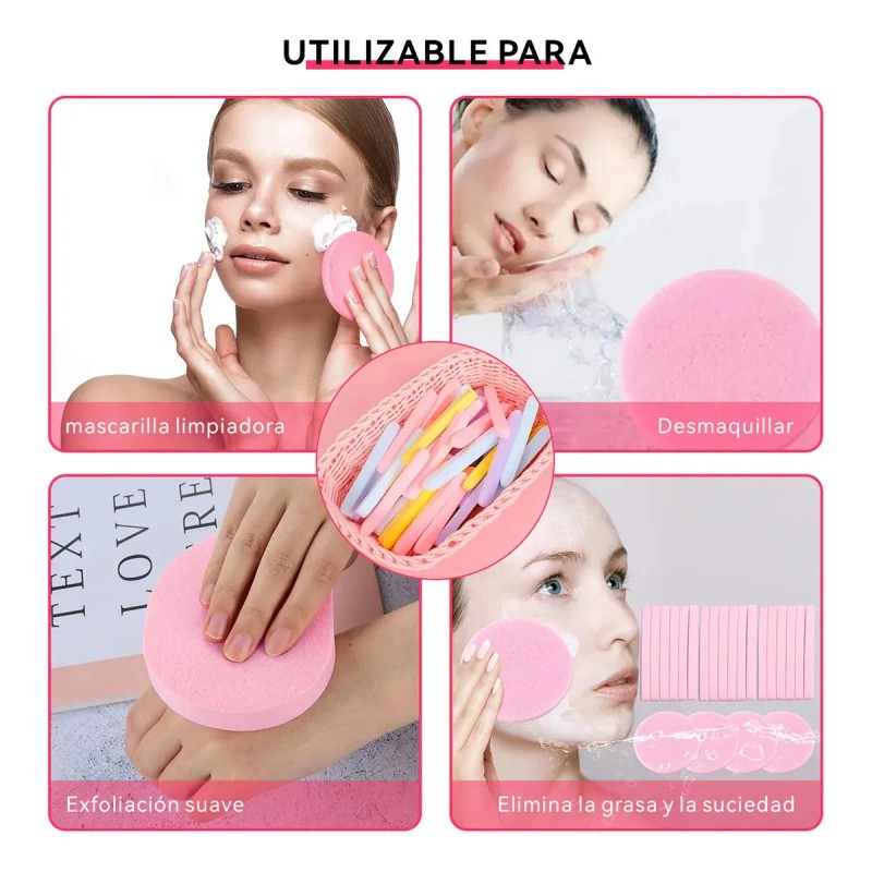 180pcs Esponja Facial Comprimida Para Limpieza Y Exfoliación