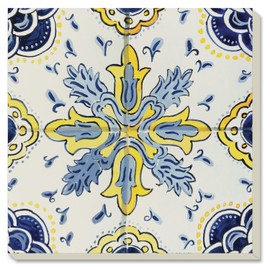 Thirstystone Floral Tile Decorative Heat Tolerant Stone Trivet with Non-Skid Cork Backing 8” Square Artistic, Durable, Easily Wipes Clean