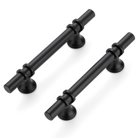 Ravinte 30 Pack 6 Inch Cabinet Pulls Kitchen Cupboard Handles with Round Base Matte Black Drawer Pulls Cabinet Handles 6" Length,3.5" Hole Center