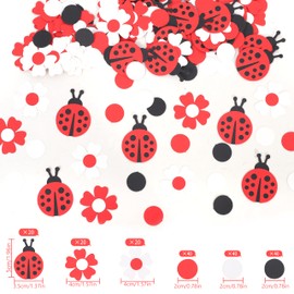 Ladybug Party Confetti - Ladybug Table Decorations, Red Black White Circle Confetti, Our Little Love Bug Party Decorations, Our Little Ladybug Is Turning One Party Decor (180PCS)