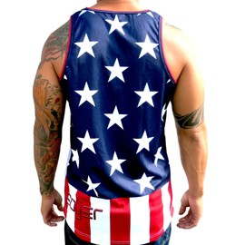 #50 American Flag 100% Polyester Mesh Jersey Tank Top (Red/White/Blue, Extra Large)