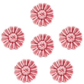 Unlorspy 6Pcs Daisy Dresser Knobs 35mm/1.38 Inch Dia Vintage Floral Ceramic Drawer Knob Pulls with Screws for Cabinets (Pink)
