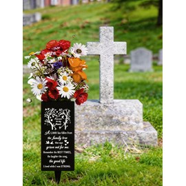 Cemetery Vases for Grave Flower Holder with Spikes,Heart Tree Grave Metal Memorial for gravesite vase,Flower Holder for Cemetery,Decor for Funeral,Memorial Gifts for Loss of Loved One Mother's Day