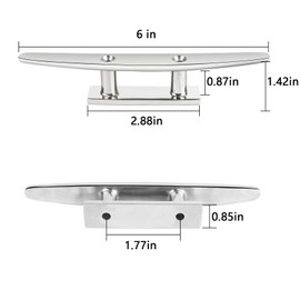 VEITHI 6 inch Boat Cleat Flat Top 2 Pack, 316 Stainless Steel Boat Dock Cleats,Rope Cleat,Dock Cleats with Screws for Marine or Nautical Decor and Dock Cleat Decorative.