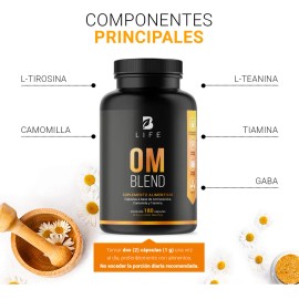 OM Blend B-Life | 180 Cápsulas | Equilibrio Emocional, Relajación y Bienestar Mental | Fórmula Natural Adaptogénica | Sin Sabor