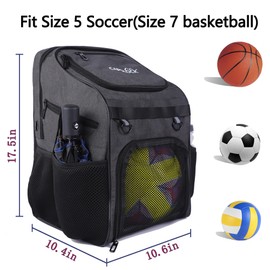 Youth Soccer Bag - Boys Girls Soccer Backpack & Bags for Basketball, Volleyball & Football | Includes Separate Cleat and Ball Compartment, and Convenient Fence Hook.