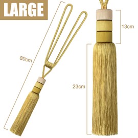 Curtain Tie Backs, Gold Taseel Curtain Tiebacks Handmade Large Braided Decorative Curtain Holdback Rope Elegant European Drape Tie Backs for Window Drapery, 1 Pair