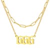 Layered Gold Necklaces for Women Angel Number 666 Choker Paperclip