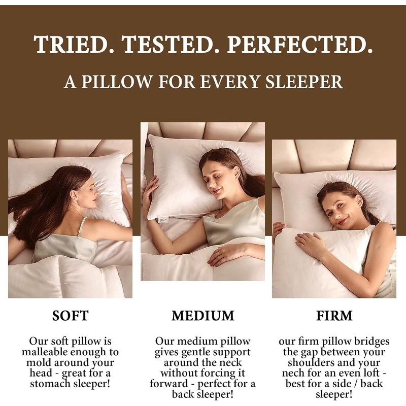 BHZ Goose Down Feather Pillows Queen Size - Hotel Collection