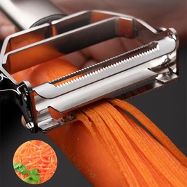 Stainless Steel Dual Blade Vegetable Fruit Peeler, Slicer, Scraper - for Potatoes, Carrots, Cucumbers, Zucchini, Pear, Orange, Lemon - Kitchen Tools Housewarming (Silver, One Size)
