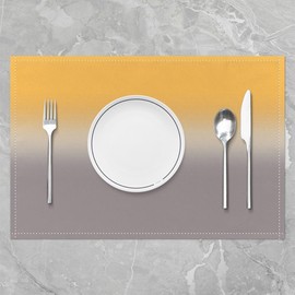 45X30cm Yellow Placemat Gradient Style Table Place Mats For Kids Women Men Ombre Grey Washable Fabric Table Mats Placemat Geometric Placemat