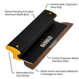 DEWALT Drywall Skimming Blade, 14-Inches | Pro-Grade | Extruded Aluminum & European Stainless Steel Construction | High-Impact End Caps | Sheetrock Gyprock Wall-Board Plasterboard | DXTT-2-914