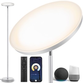 OUTON Smart LED Floor Lamp, 30W/3000LM Dimmable Bright Torchiere Sky Lamp Compatible with Alexa Google Home, WiFi Remote, Tall Standing Lamp with 4 Color Temperature for Living Room Bedroom Office