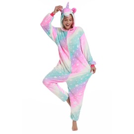NewPlush Unisex Unicorn Costumes Pyjamas, Adult Women Men Animal Cosplay Onesie