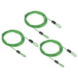 PATIKIL Security Cable 2.5mm x 2m/6.5ft, 3 Pack Coated Luggage Lock Wire Rope with Double Loop, Clear Green