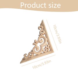 4 Pieces Wooden Ornament Wooden Ornaments for Furniture Vintage Decorative Carved Wood Sculpture Applique Onlay Long Carved Wood Carving Appliqué Wood Carved Unpainted for Furniture (K)