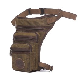 Canvas Thigh Drop Leg Bag for Men Motorcycle Rider Tactical Military Multi-Pocket Waist Fanny Pack Mens Travel Hiking Climbing Cycling Outdoor