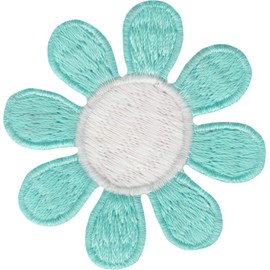 Daisy Flower - Teal with White Center - 2" - Embroidered Iron On or Sew On Patch