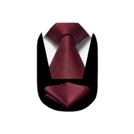 HISDERN Ties for Men Plain Formal Tie with Pocket Square Set Classic Wedding Elegant Business Party, Burgundy-3, Unit size