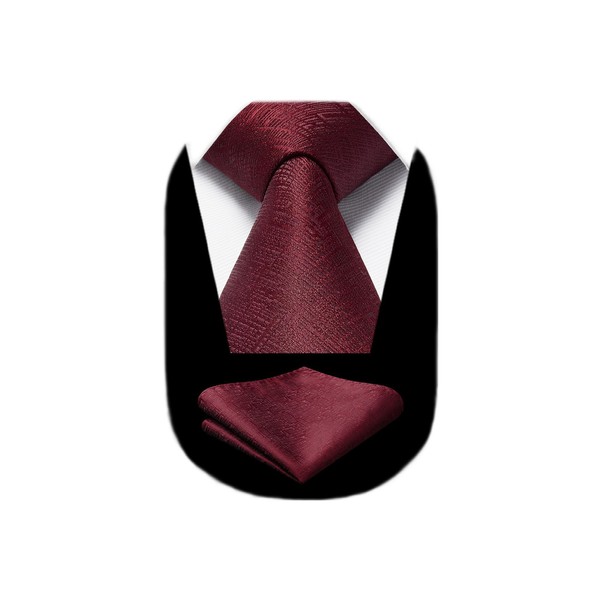HISDERN Ties for Men Plain Formal Tie with Pocket Square