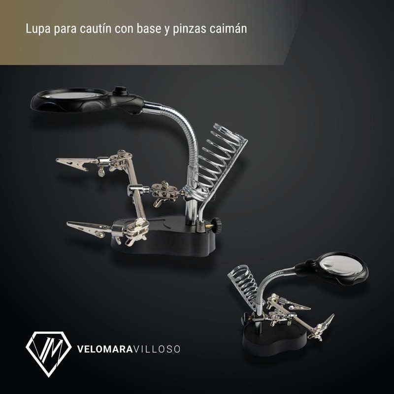 Lupa Base con Caimanes 65 mm con Led 3 a
