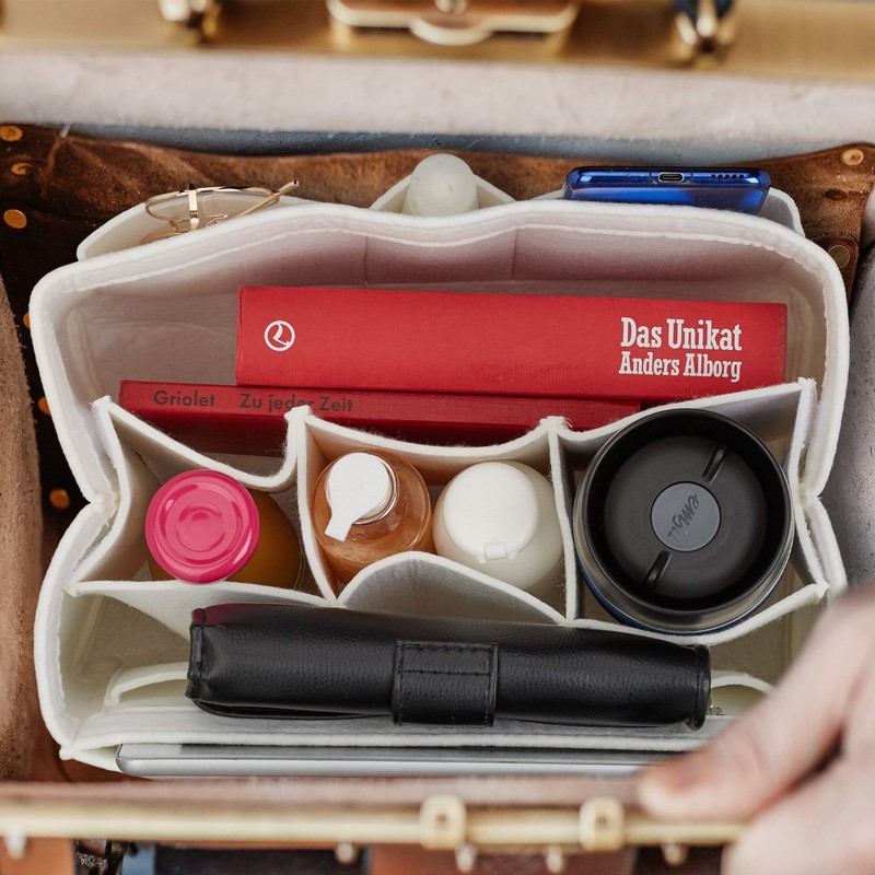 Relaxdays, Felt, Many Compartments, Handbag Organiser, Storage Bag, Portable, Removable,