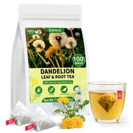 Dandelion Leaf and Root Tea Bag, Natural Dandelion Roasted Herbal Detox Teabag for Liver & Kidney Health, Support Digestion Dandelion Root Tea, Caffeine Free, No Additives（100 Teabags)