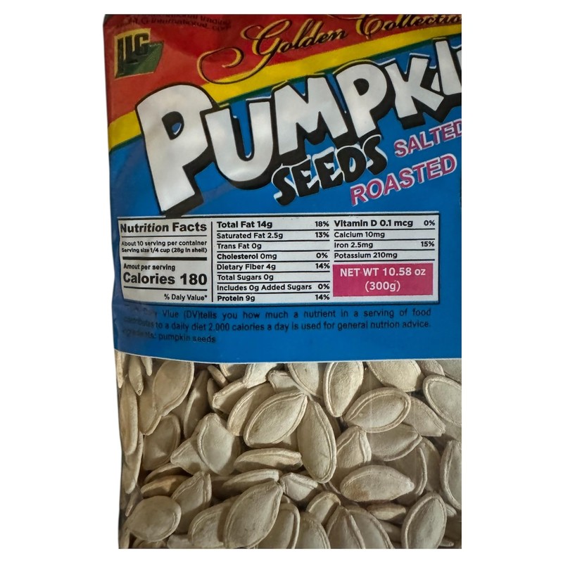 Golden Collection Salted Roasted Pumpkin Seeds 300gr (2 pack salted,