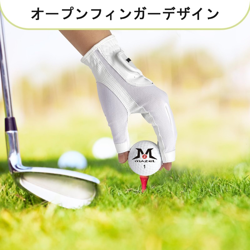MAZEL Golf Gloves Women's Ambidextrous 16-18cm Fingertip Cut Gloves (White,