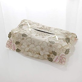 Tissue Case, Lace, Embroidery, Flower Cutwork, Tissue Cover, Beige