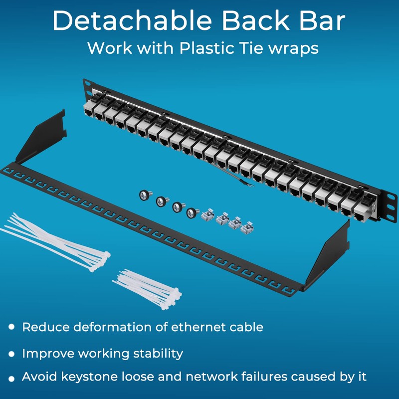 Rapink Patch Panel 24 Port Cat7 with Inline Keystone 10G