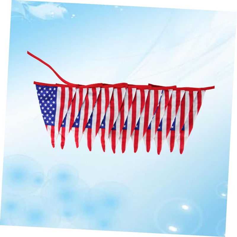 KOMBIUDA 12-pennant American Flag Banner Party Theme Decorative Triangle Bunting