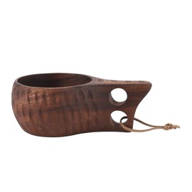 HAOHIZE Kaffeetasse aus Holz, 350 ml nordischer Stil Holztasse mit Griff tragbar multifunktional Holzbecher Trinkbecher für Kaffee, Tee, Milch, Getränke (Dunkle Holzfarbe)