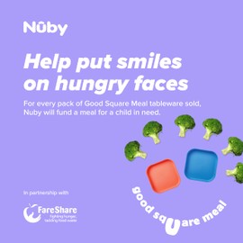 Nuby Good Square Meal Toddler Weaning Bowls - Durable | Dishwasher Safe | Self-Feeding (Pack of 4)