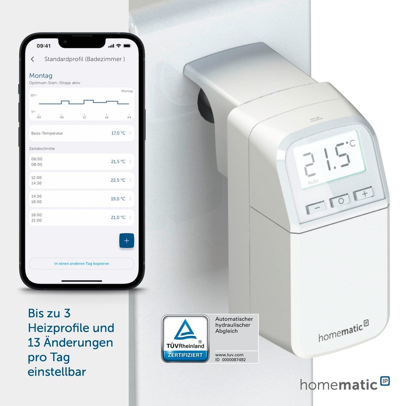 Homematic IP Smart Home Radiator Thermostat, Digital Thermostat Heating, Heating