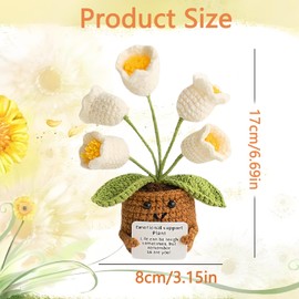 Crochet Flowers,2 Pcs Crochet Flower Bouquet With 5 Blooms,Lily of the Valley Plants,Knitted Flowers Lily of the Valley,Emotional Support Gift For Positive,Motivational and Good Luck For Women & Girls