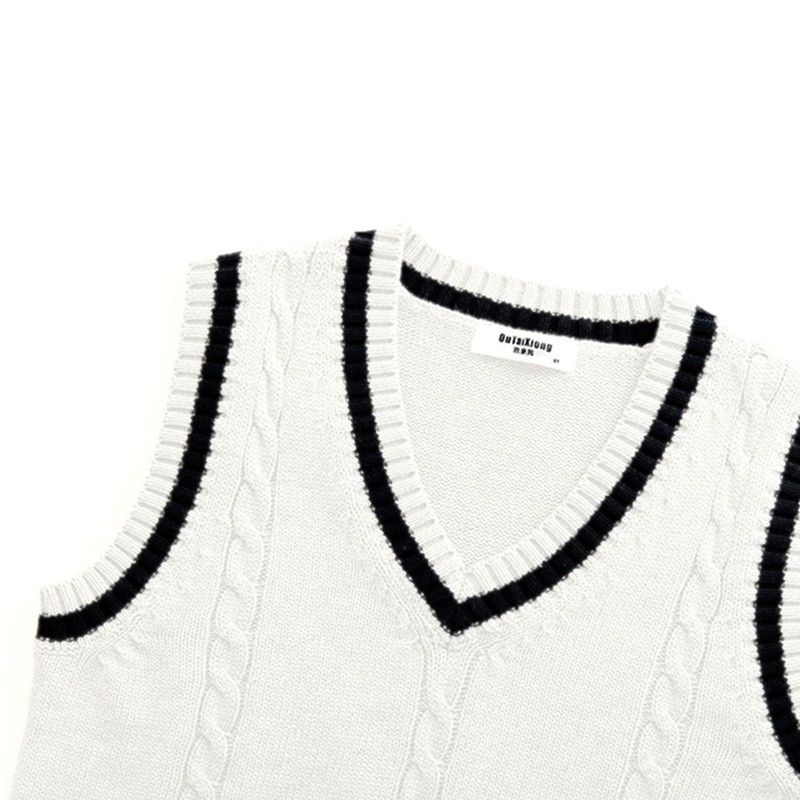 LOLANTA 110-170 Kids' Knit Sweater V-Neck School Vest, Unisex, Uniform,